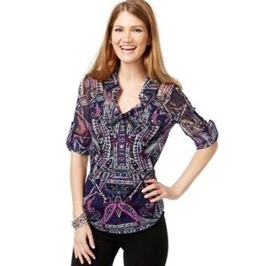 INC International Concepts Women's Love Paisley Long sleeve Top - Size 2x